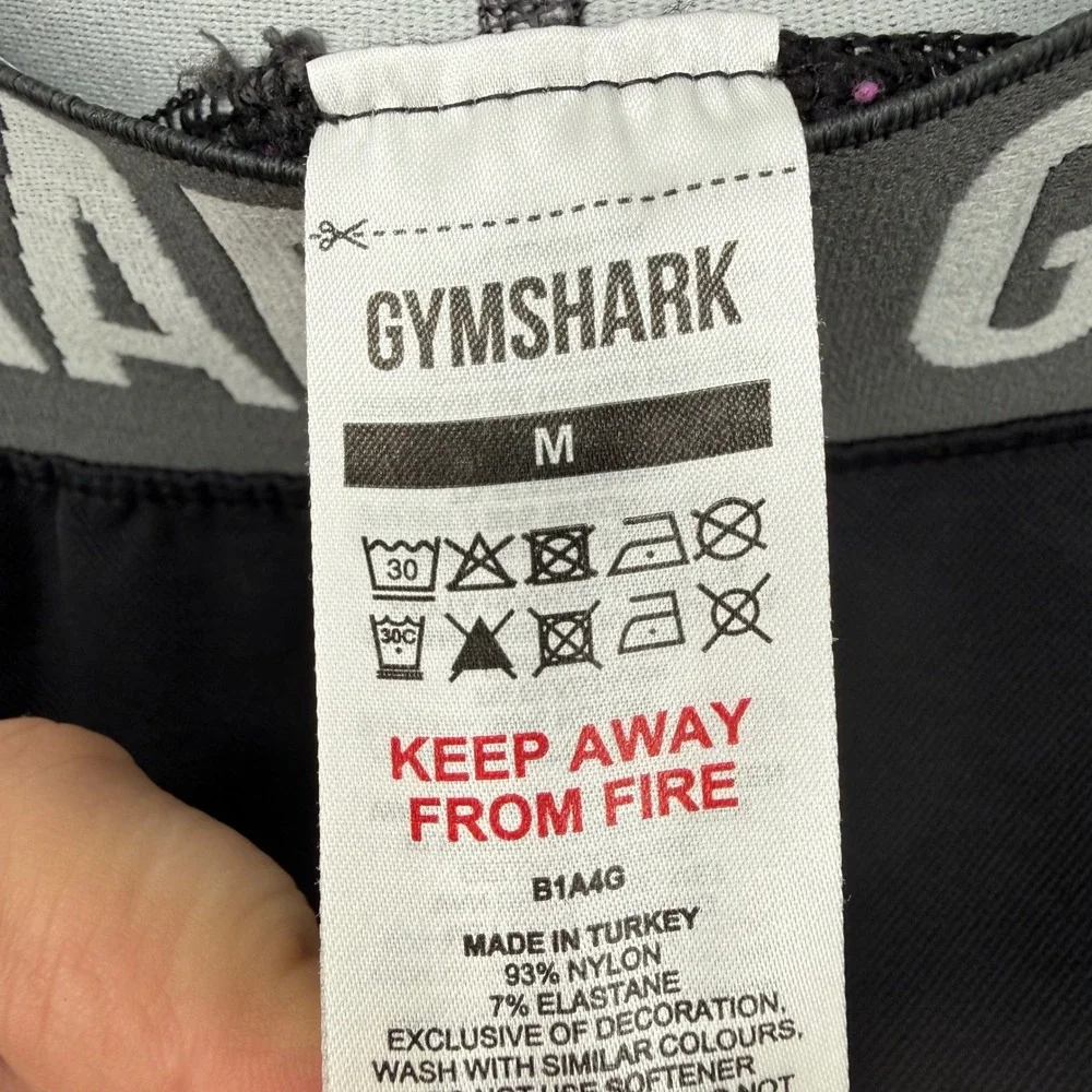 GYMSHARK SEAMLESS FLEX BIKER‎ SHORTS BLACK GREY MEDIUM